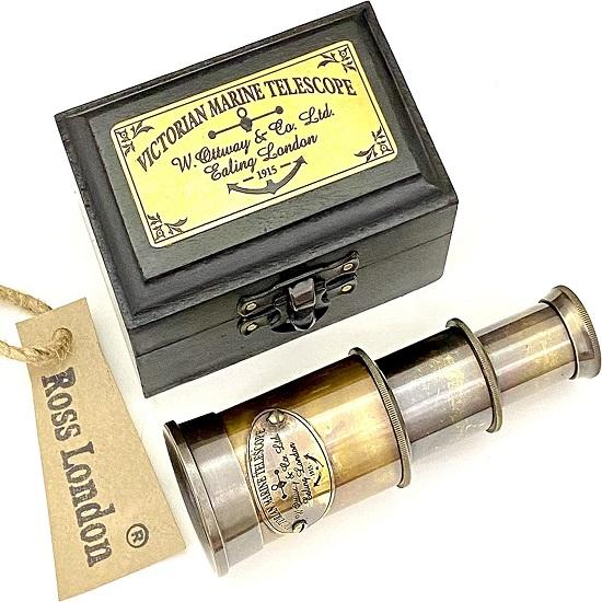 Латунный карманный телескоп в античном стиле, пиратский морской мини-телескоп охотника, викторианский стиль с деревянной коробкой