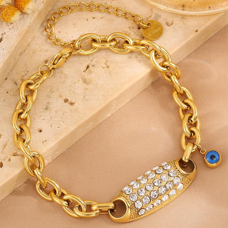 Роскошный браслет с четырехлистником: Позолоченная 18K, Невыцветающая Титановая Сталь с Алмазными Акцентами