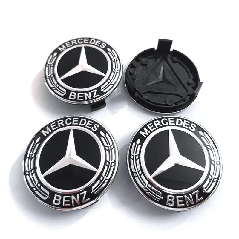 Car Sticker 4pcs Wheel Center Cap 75mm 3 pin AMG Apple Tree New Black Dark Light Blue Wheat Styling Badge For Mercedes Benz Hub