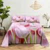Tulip Bed Sheets Set With Pillows Case Flowers Bedsheet With Pillowcase 2 Pcs 3Pcs For Single Double Beds King Full Twin Size