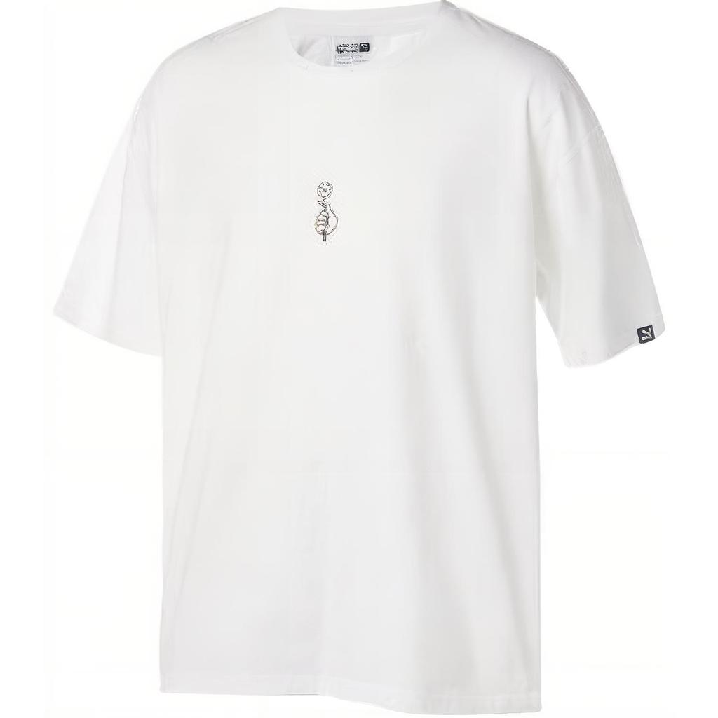 Puma Однотонный круглый вырез удобный пуловер короткий рукав футболка мужские топы белый 927102-02