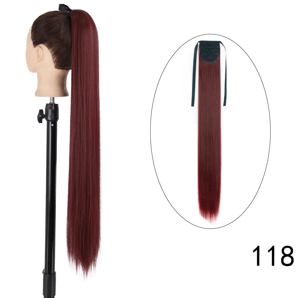 MERISIHAIR Длинный прямой галстук-бабочка на заколке для наращивания волос 55 85 см натуральный черный коричневый синтетический хвощ для женщин