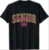 Senior 2027 Class of 2027 Coquette Leopard Bow Senior Grad T-Shirt