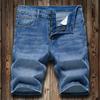 Summer Shorts Jeans Men Denim Pants Stretch Dark Blue Fashion Design Men's Jeans Slim Straight Male Short Jeans