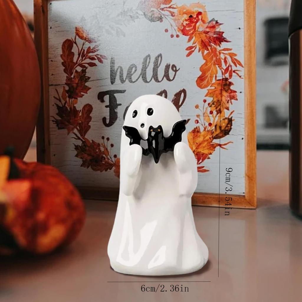 Halloween Ghost Figurine - Spooky Resin Ghost Statue, Cute Finger Ghost Ornaments, Perfect for Indoor & Porch Halloween Decor