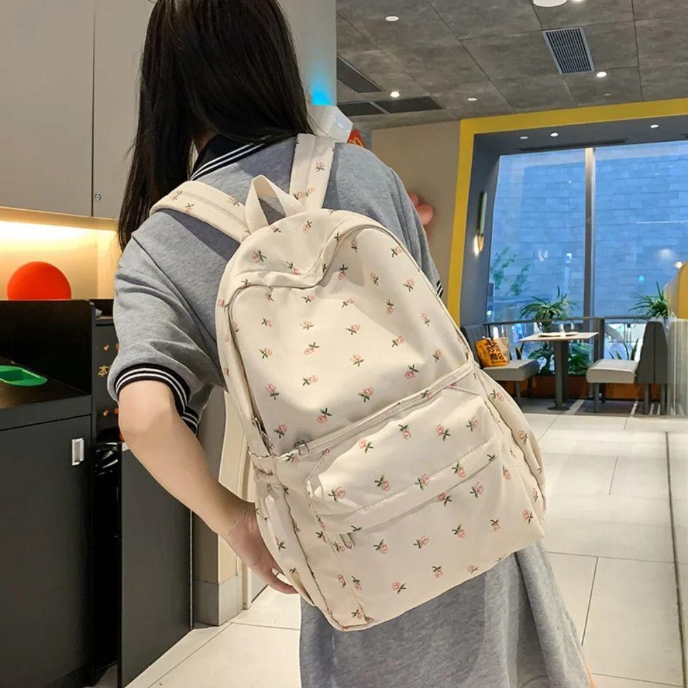 Large Capacity Fashion Backpack Flower Shoulder Bag Travel Rucksack Students School Bag  Outdoor