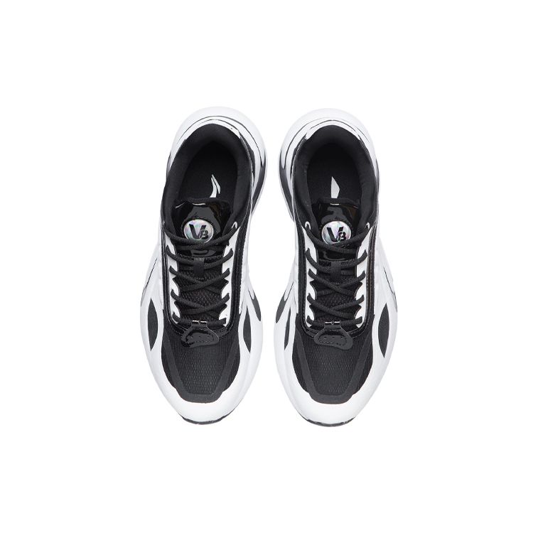 Li Ning V8 Cushioning Support Low Top Running Shoes Women Sneaker Black White ARHR056-1