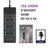 2500W/3000W Power Strip 2M Universal Extension Cord Socket 3/4/6 WAY UK Plug Fast Charging Power Board