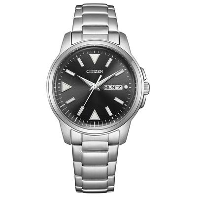 Часы Citizen Collection Photovoltaic Day Date 3 Hand Водонепроницаемые Светящиеся Простые Черные Серебристые Eco-Drive & BM8180-62E Мужские