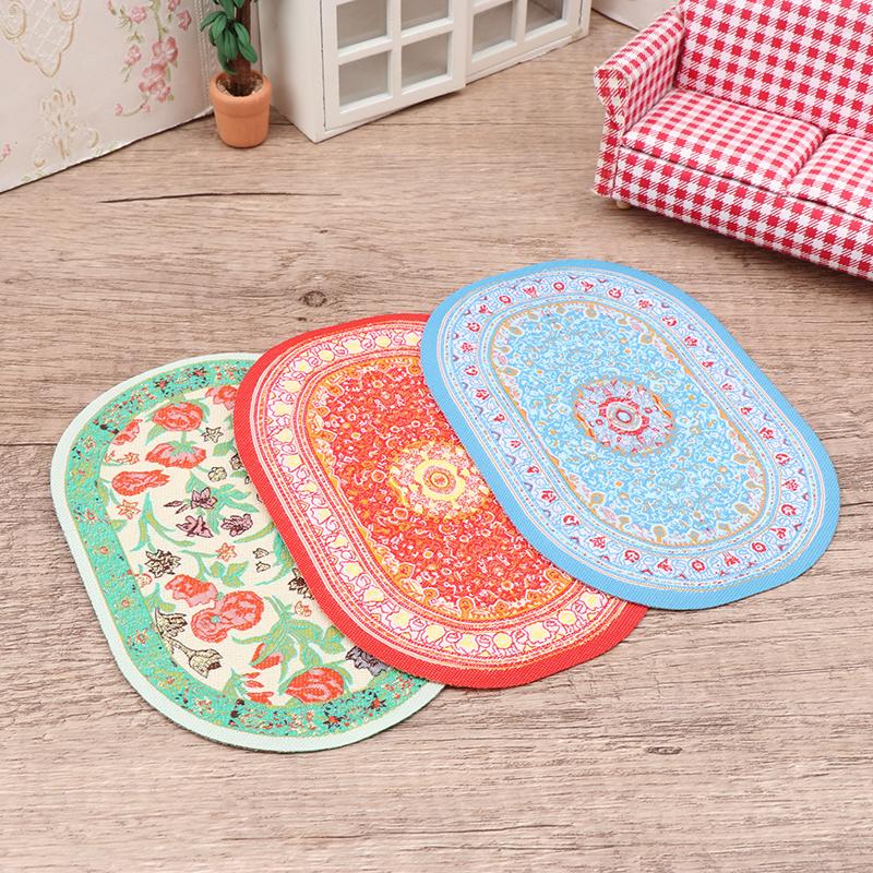 1:12 миниатюрный круглый напольный коврик для кукольного домика, овальный ковер, напольный коврик, модель спальни, гостиной, декор, игрушка, аксессуары для кукольного дома