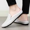 FashionSummer Mens Half Loafers Fashion Men's Shoes Casual Genuine Leather Slippers Man Outdoor Light Mules Cool Half Sandals for Men