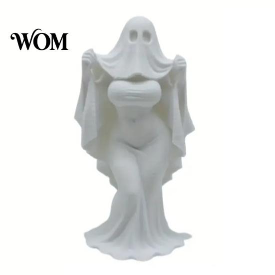 Themed Window Display Decoration 3D Printed Halloween Ghost Bride Statue Ornament, Female Figure Sculpture with Anti-fall Decor Stable Base,