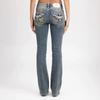 Y2K Miss Me Womens Low-Rise Jeans Vintage Embroidered Wings Cross Slim Fit Denim Pants