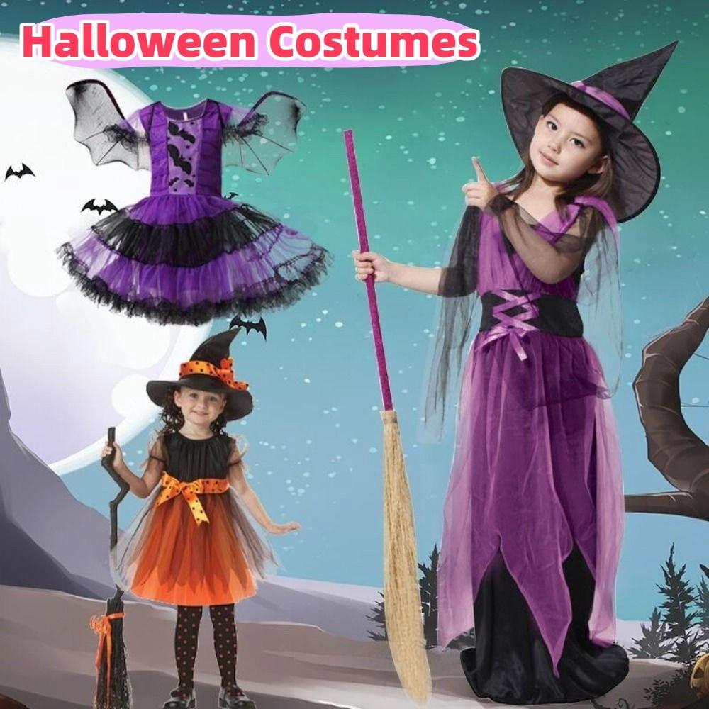 Wizard Kids Witch Dress Set Pointy Hat Halloween Cosplay Costumes Carnival