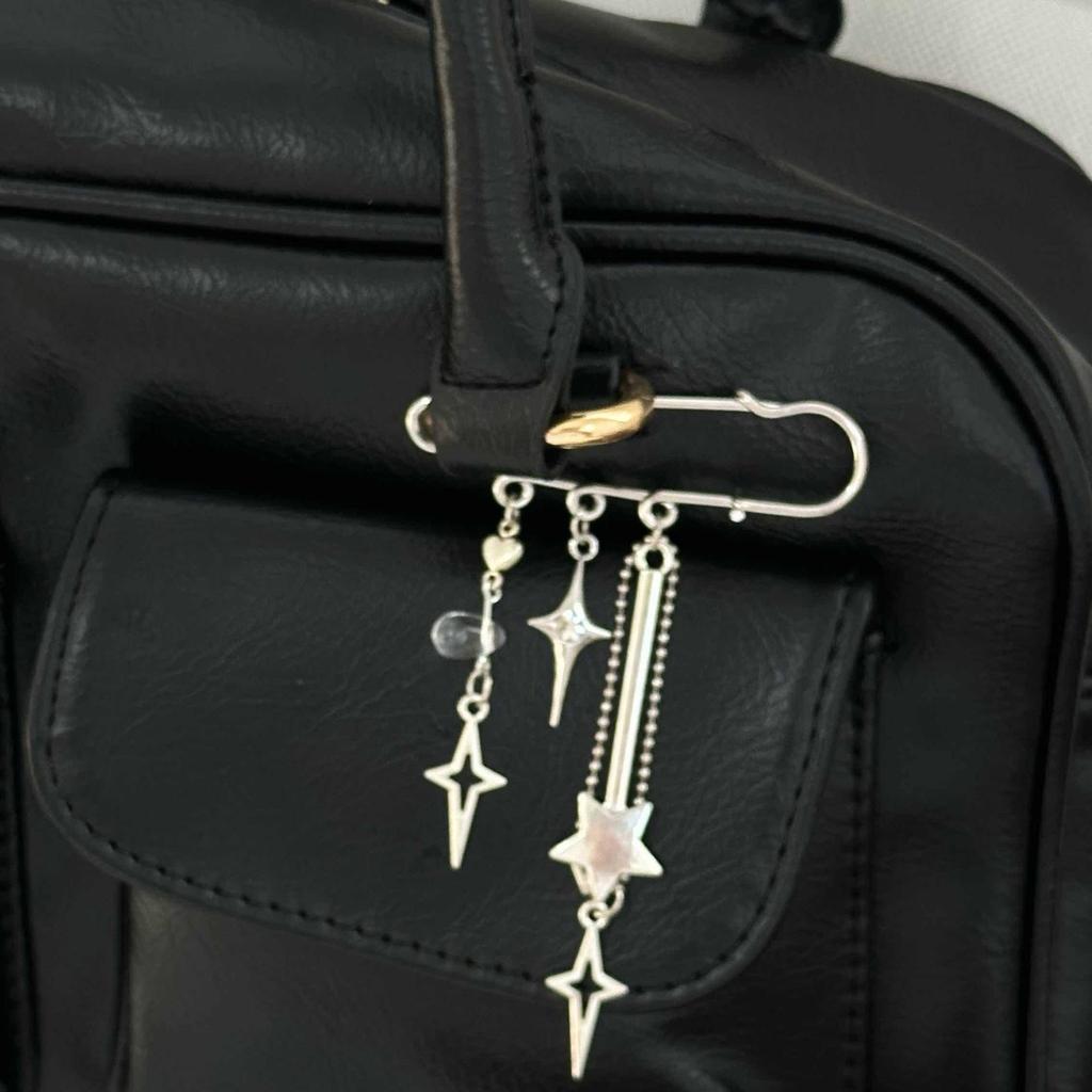1 шт. Значок Starlight Pin Ins в корейском стиле для блогера, подруги, пары, металлическом стиле Y2K, серебряный, брелок-сердечко, подвеска для сумки