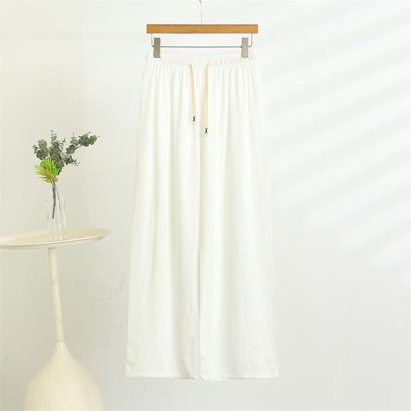 Летние женские хлопково-шелковые твиловые брюки с высокой талией и широкими штанинами 2025: Легкий, Свободный и Универсальный