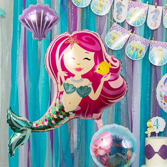 Mermaid Balloon Decorative Colorful Mermaid Aluminum Film Birthday Balloon Holiday Decor