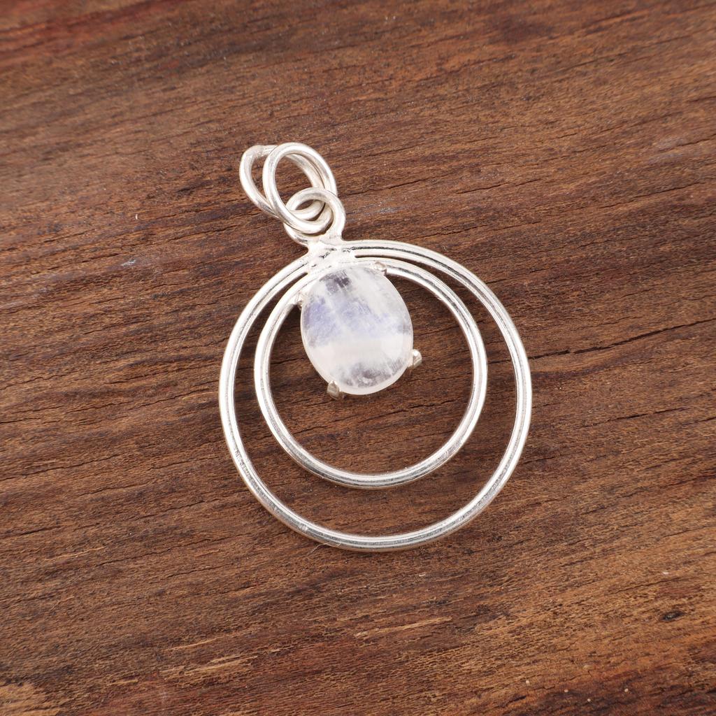 Подвеска из радужного лунного камня, Ювелирные изделия из драгоценных камней, Подвеска из стерлингового серебра 925 пробы, Подвеска для медитации ручной работы