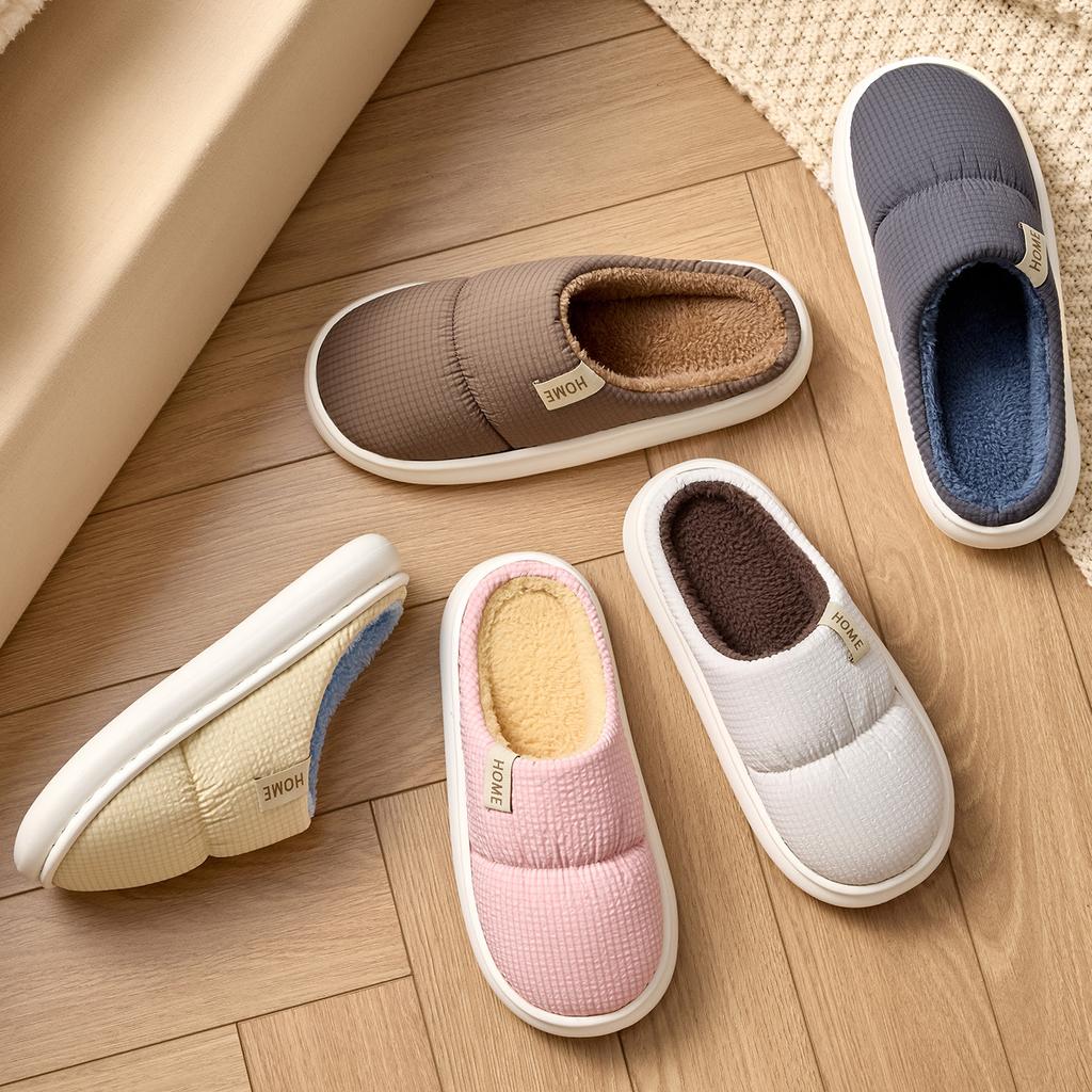 Cloth Cotton Slippers 2025 New Indoor Home Soft Bottom Non-slip Piled Warm Couple Thick Bottom Plush Slippers