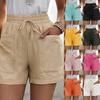 Women's Summer Loose Casual Solid Color Elastic Waist Pocket Shorts