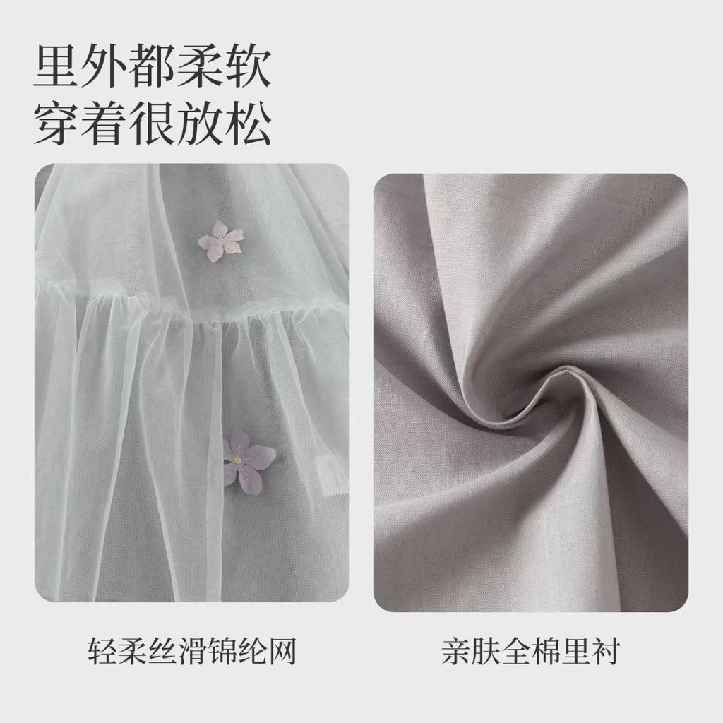 David Bella Children's Skirt Spring Dress Girls' New Chinese Style Mesh Long Sleeve Dress