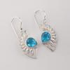 Natural Swiss Blue Topaz Gemstone Silver Earring 1.5" , 925 Sterling Silver Jewelry, Topaz Earring For Gift CE-26-15