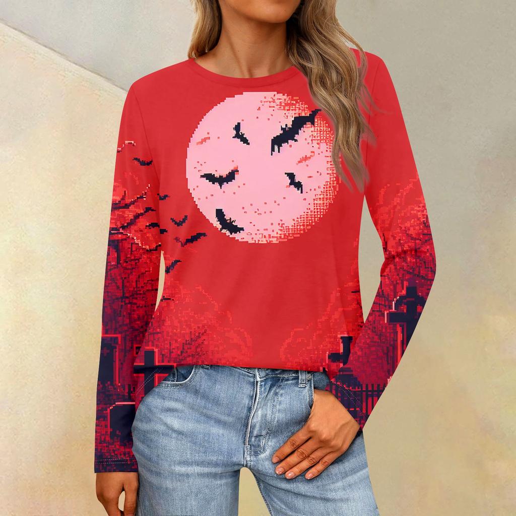 Women's Loose Casual Casual Long Sleeve Round Neck Collar Solid Color T-Shirt Top