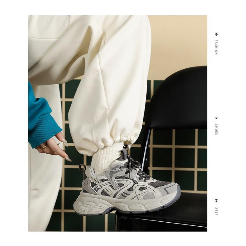 Thick Pops Shoes Women's Spring Gray Sneakers Versatile Thick Bottom Heightening Casual Sneakers