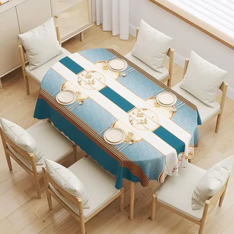 Овальный чехол для обеденного стола, водонепроницаемая, маслостойкая, не моющаяся, устойчивая к ожогам, ПВХ, НОВАЯ бытовая складная скатерть