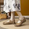Johnature Genuine Leather Soft Soled Flat Shoes Retro Round Toe Shallow Versatile Comfortable Women's Shoes