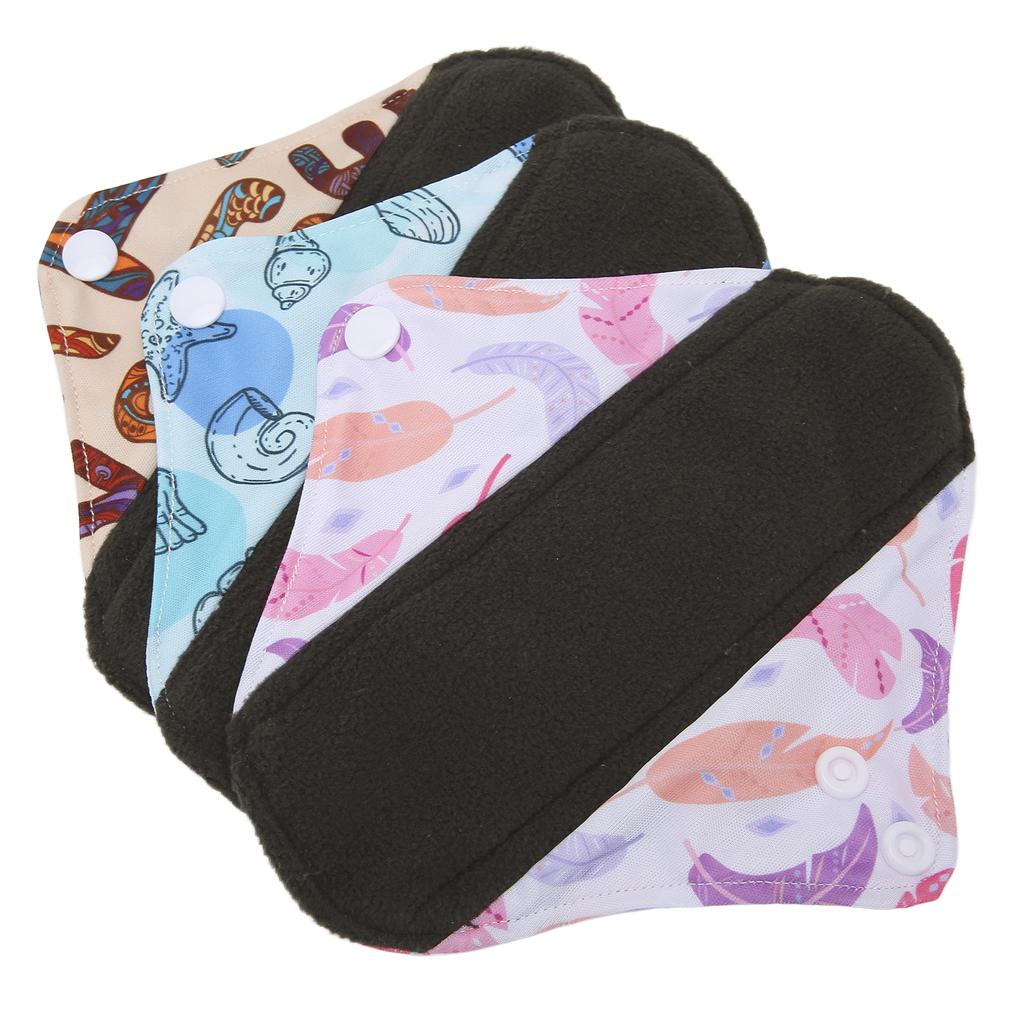 Многоразовая гигиеническая прокладка из бамбукового угля, портативная мягкая печатная элегантная моющаяся менструальная прокладка для женщин