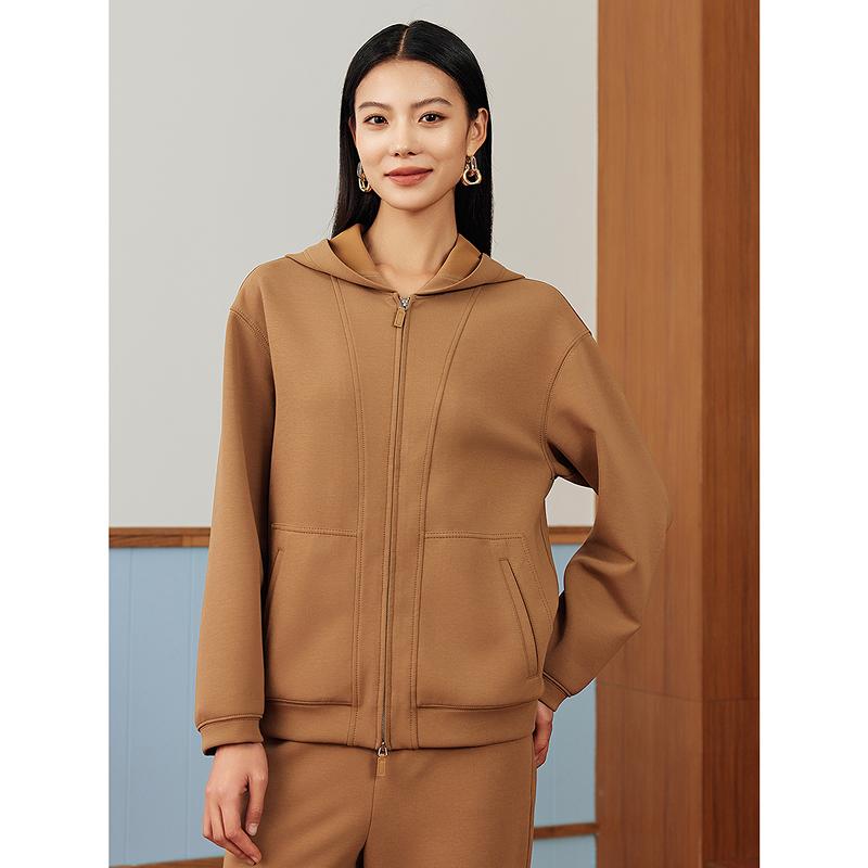 JZ Jiuzi Shopping Mall's same lazy and relaxed cotton soft air layer casual hooded jacket for women, spring 2025 new style
