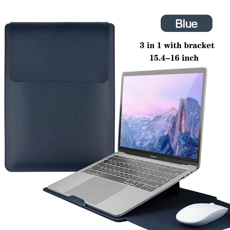 Multipurpose Laptop Sleeve 13/14/15/16 Inch With Bracket Waterproof Laptop Bag Laptop Case Macbook Sleeve Air Pro PU Leather