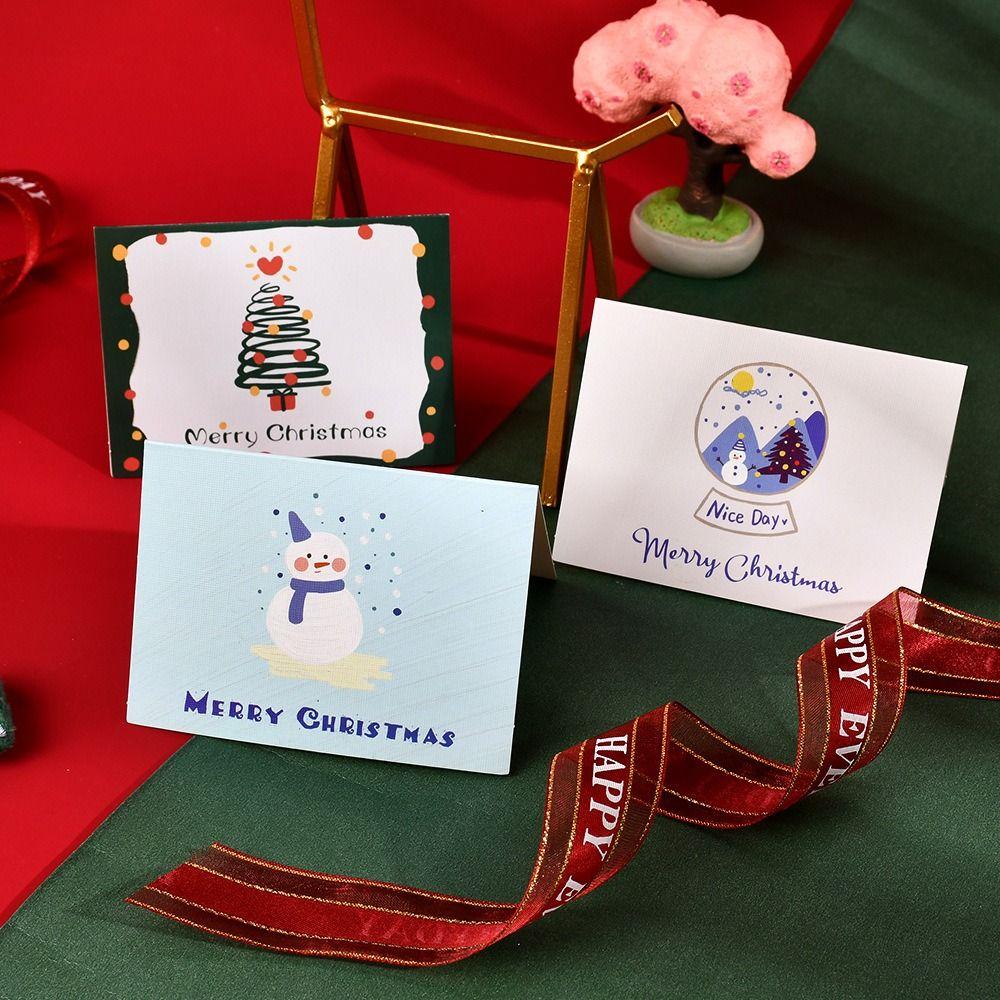 10pcs Invitation Merry Christmas Greeting Cards Thank You Blank Paper Cards Merry Christmas