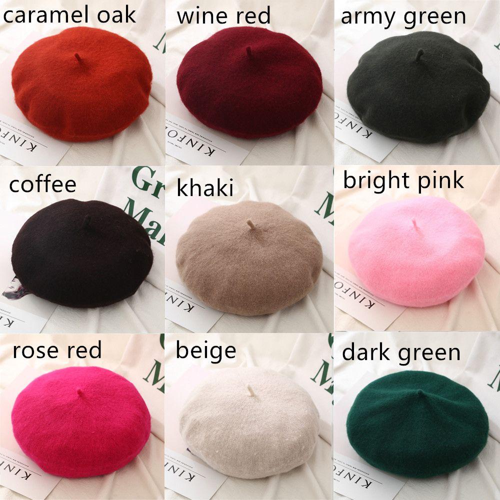 Women Wool Beret Hats Winter French Hat Girls Solid Color Fashion Autumn Winter Beret Hat For Women Flat Cap Hat Felt Berets