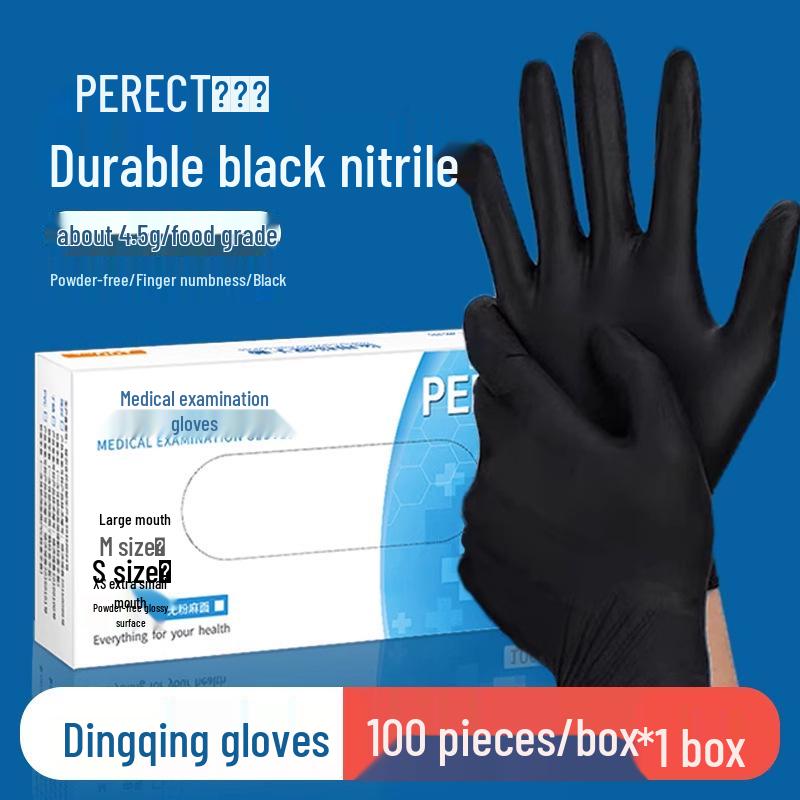 Black Nitrile Oil-Resistant Non-Slip Thickened Disposable Gloves for Industrial and Household Use