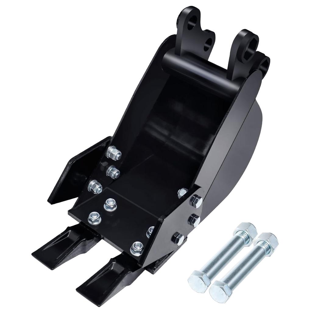 Narrow Digging Bucket 7.87in 0.98in Hole Dia 3.54in Center Wheelbase Metal Teeth for Trenching Digger Mini Excavator