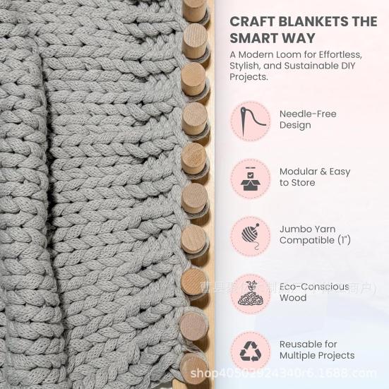 Толстая пряжа, одеяло, ткацкий станок, регулируемый ткацкий станок, деревянная колышковая рама, пряжа для одеяла, вязальный станок для одеял ручной работы