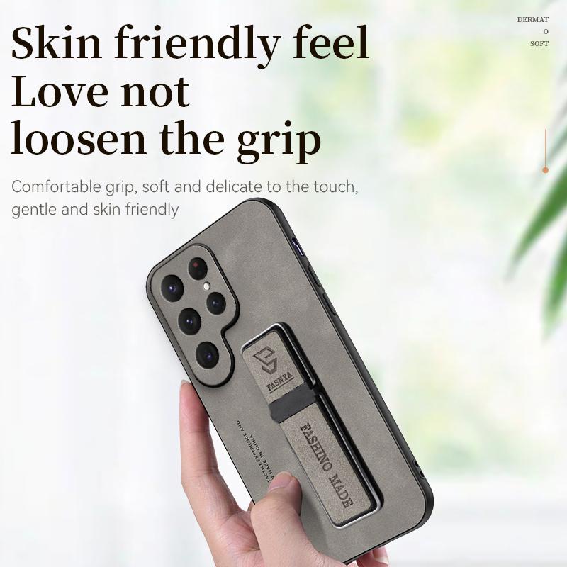 Sheepskin PU Leather Cover Case for Samsung Galaxy S24 Ultra S23 FE S22 Plus S21 S10 A73 A53 A33 A23 A55 A35 A15 A54 A34 A05 Case with Phone Bracket