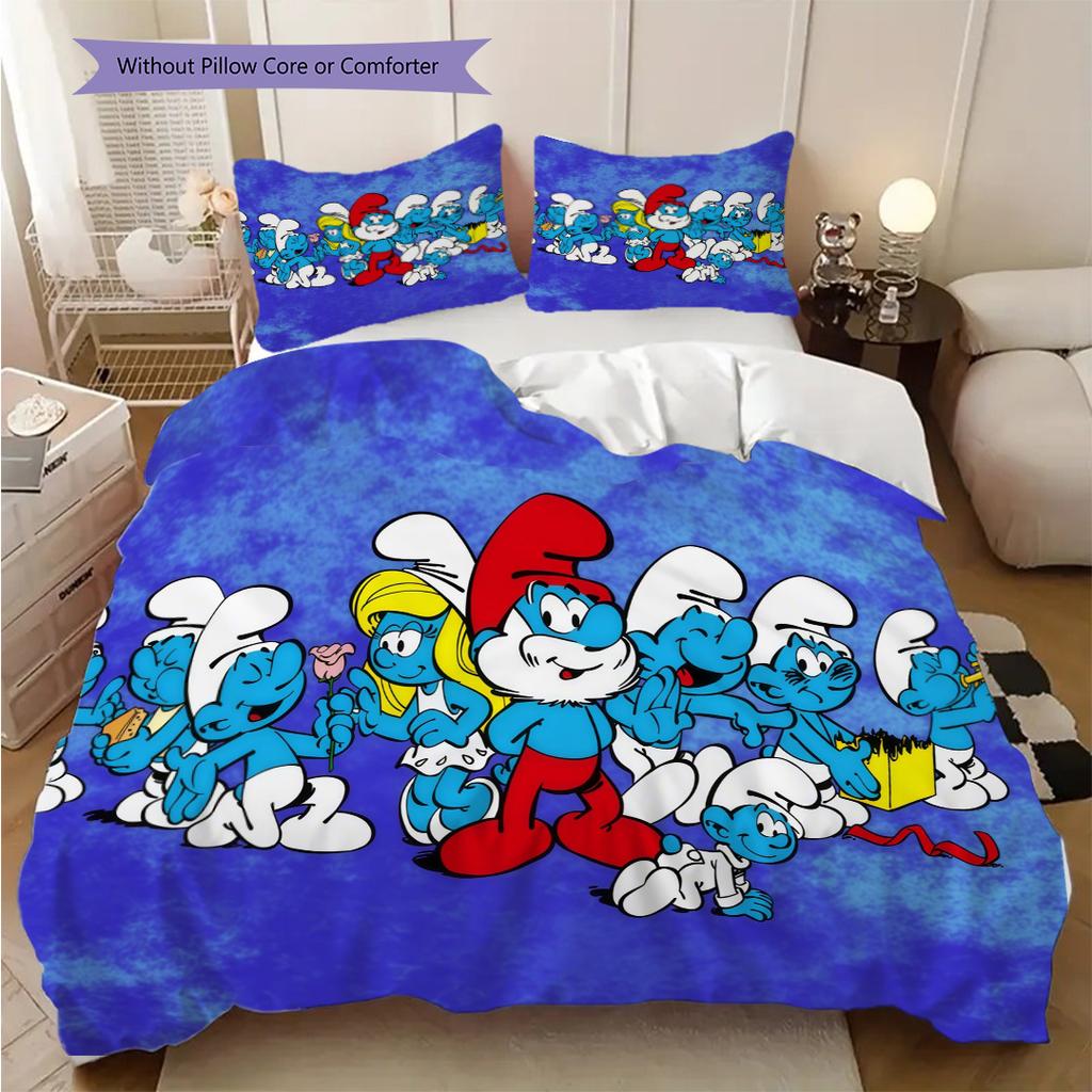 Smurf Family Adventure Bedding 1 Duvet Cover 2 Pillowcase Without Core Bedding Set Christmas Birthday Gift Duvet Cover And Pillowcase
