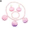 1 комплект, розовый с ожерельем, комплект ювелирных изделий в форме русалки, браслет из искусственного жемчуга, зажим для ушей, экологически чистое ожерелье из ракушки