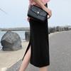 Fashion Slim Fit Elegant Casual Knitted Skirts for Women Autumn and Winter High Waist Women's Skirt Solid H Line Mid Length Split Long Skirt 26042