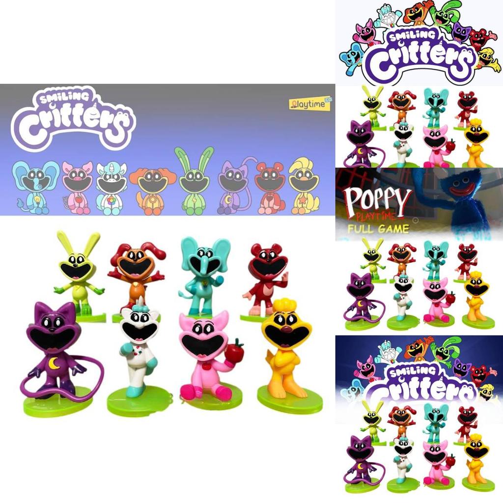 Очаровательные фигурки животных с улыбками 8-9 см, топперы для торта, набор из 8 штук, 3D-модели