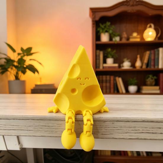 Новинка: Сырная скульптура с подвижными суставами, 3D-печатная забавная фигурка сырного ломтика, фиджет-игрушка для снятия стресса, аксессуары для офисного стола
