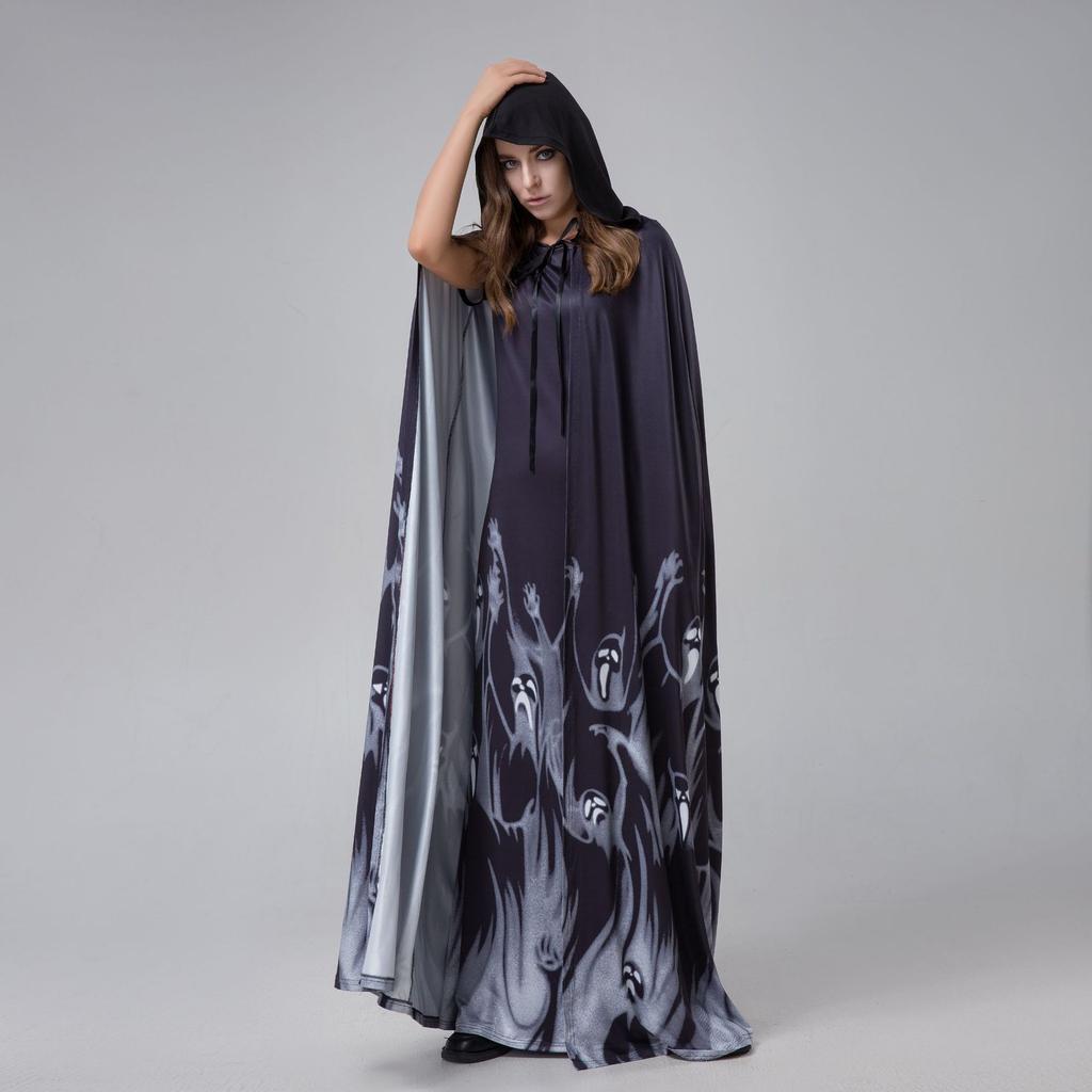 New Women's Halloween Dress White Skull Ghost Bride Cosplay Costume Set