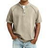 Men's Vintage Washed Henley T-Shirt Casual Solid Color Short Sleeve Tops Breathable Button Placket Tee for St… More