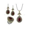 Didar Sultan Series Ruby Stone Set Drop Silver Тройной женский комплект украшений