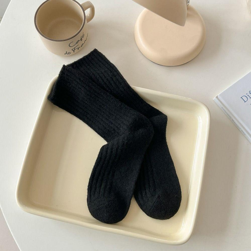 Winter Wool Socks Solid Color Sleep Socks Thickened Cotton Socks  Women