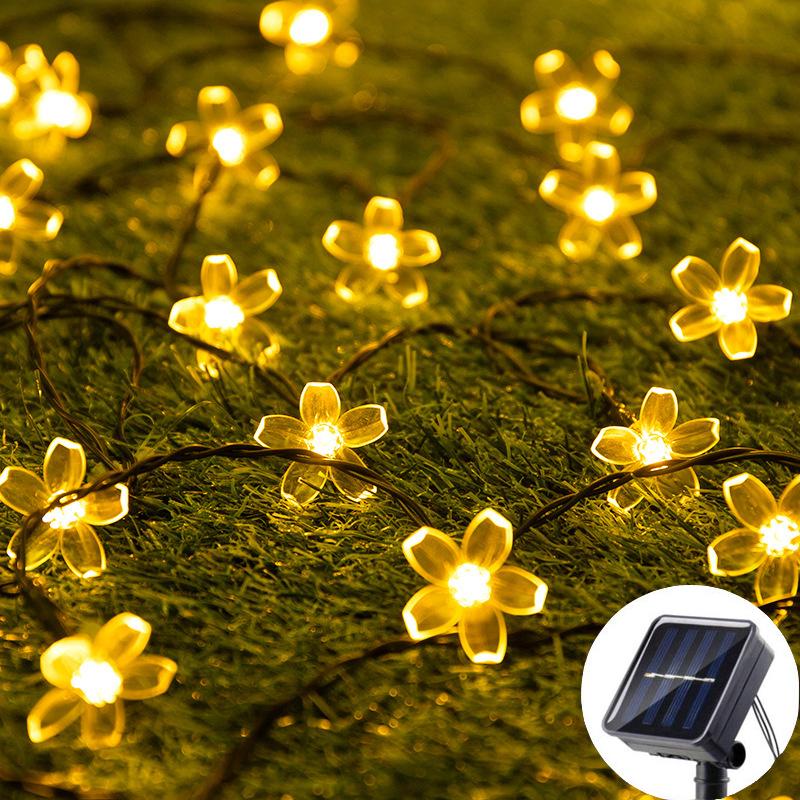 Светодиодные гирлянды на солнечных батареях Cherry, гирлянда из сакуры, ночник в виде персикового цветка, новогодняя свадебная вечеринка, елка для сада, рождественский декор