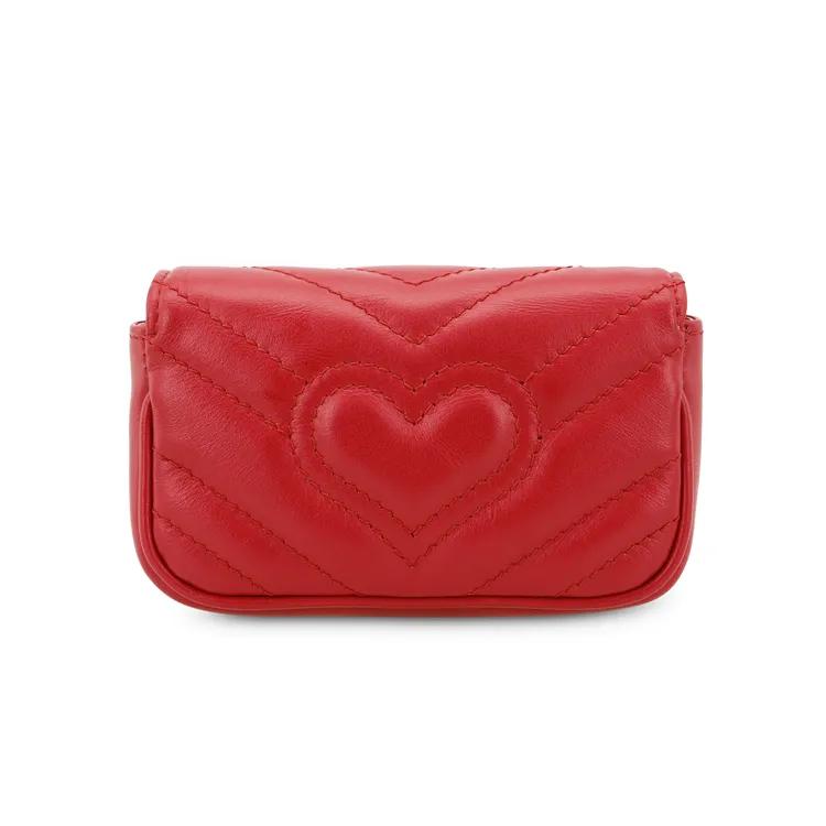 GUCCI GG Marmont Quilted Leather Handbag Coin Purse Extra Mini Women's Red (Unisex) Wallets 575161 DTDCT 6433